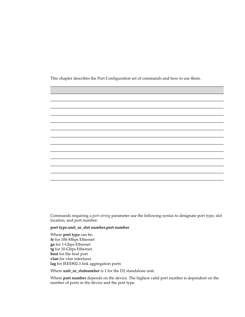 Port configuration, Port configuration summary, Port string syntax used in the cli | Chapter 6: port configuration, Port configuration summary -1, Port string syntax used in the cli -1, Chapter 6, Port string syntax used, In the cli | Enterasys Networks D-Series User Manual | Page 127 / 540