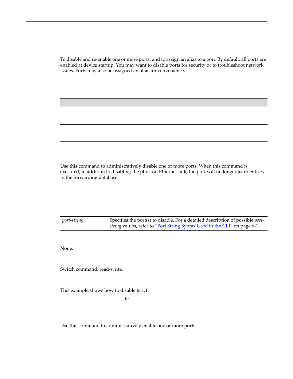 Disabling / enabling and naming ports, Purpose, Commands | Set port disable, Set port enable, Disabling / enabling and naming ports -7, Purpose -7 commands -7, Set port disable -7 set port enable -7 | Enterasys Networks D-Series User Manual | Page 133 / 540