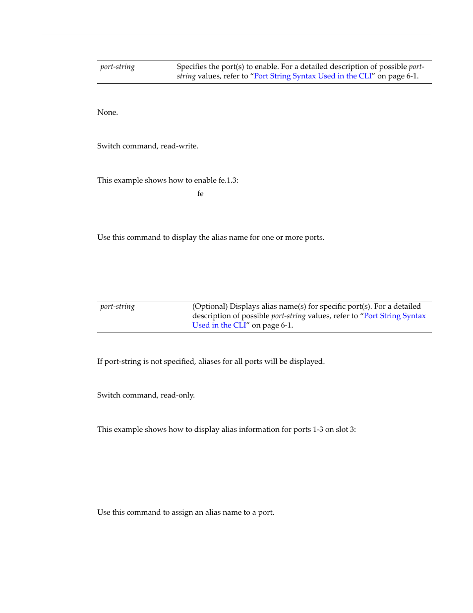 Show port alias, Set port alias, Show port alias -8 set port alias -8 | Enterasys Networks D-Series User Manual | Page 134 / 540