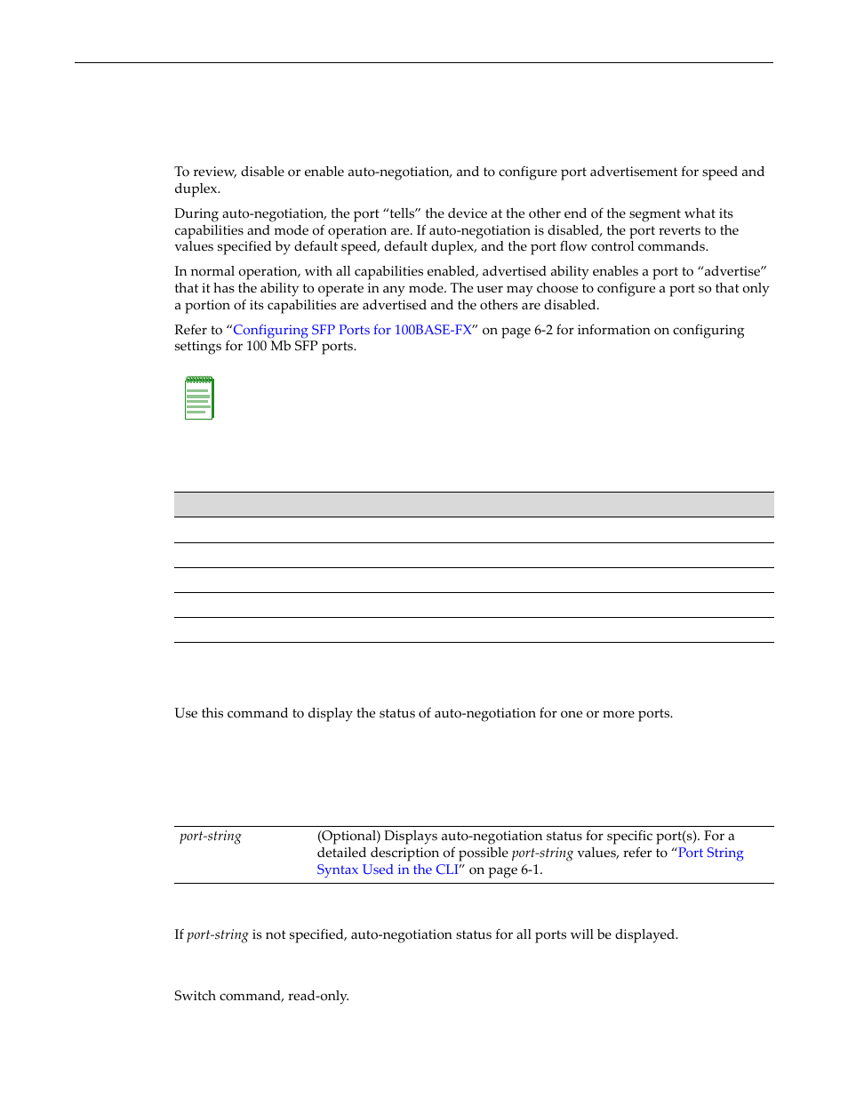 Setting auto-negotiation and advertised ability, Purpose, Commands | Show port negotiation, Purpose -15 commands -15, Show port negotiation -15, Refer to, Setting auto-negotiation and, Advertised ability | Enterasys Networks D-Series User Manual | Page 141 / 540