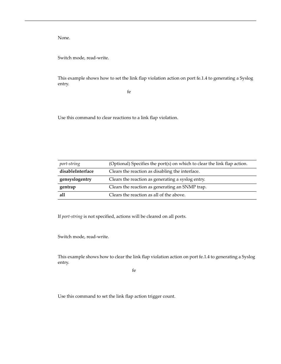 Clear linkflap action, Set linkflap threshold | Enterasys Networks D-Series User Manual | Page 153 / 540