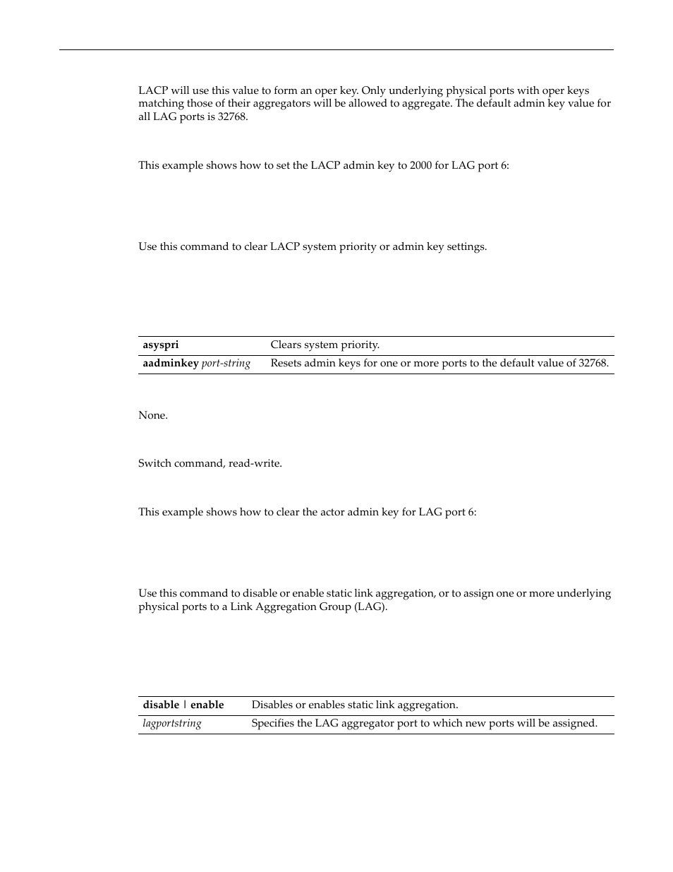 Clear lacp, Set lacp static, Clear lacp -42 set lacp static -42 | Enterasys Networks D-Series User Manual | Page 168 / 540