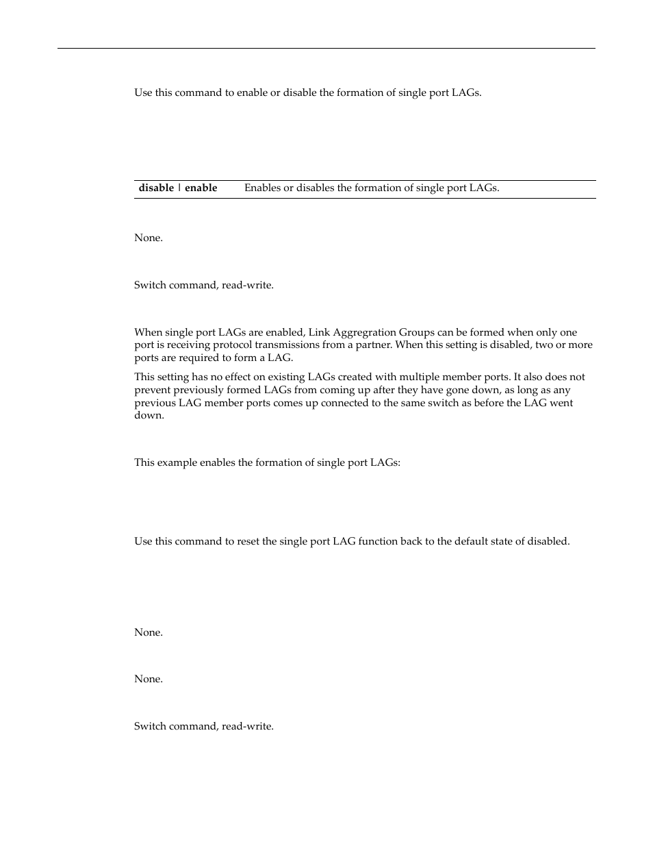 Set lacp singleportlag, Clear lacp singleportlag, Set lacp | Singleportlag, Ch. see | Enterasys Networks D-Series User Manual | Page 170 / 540