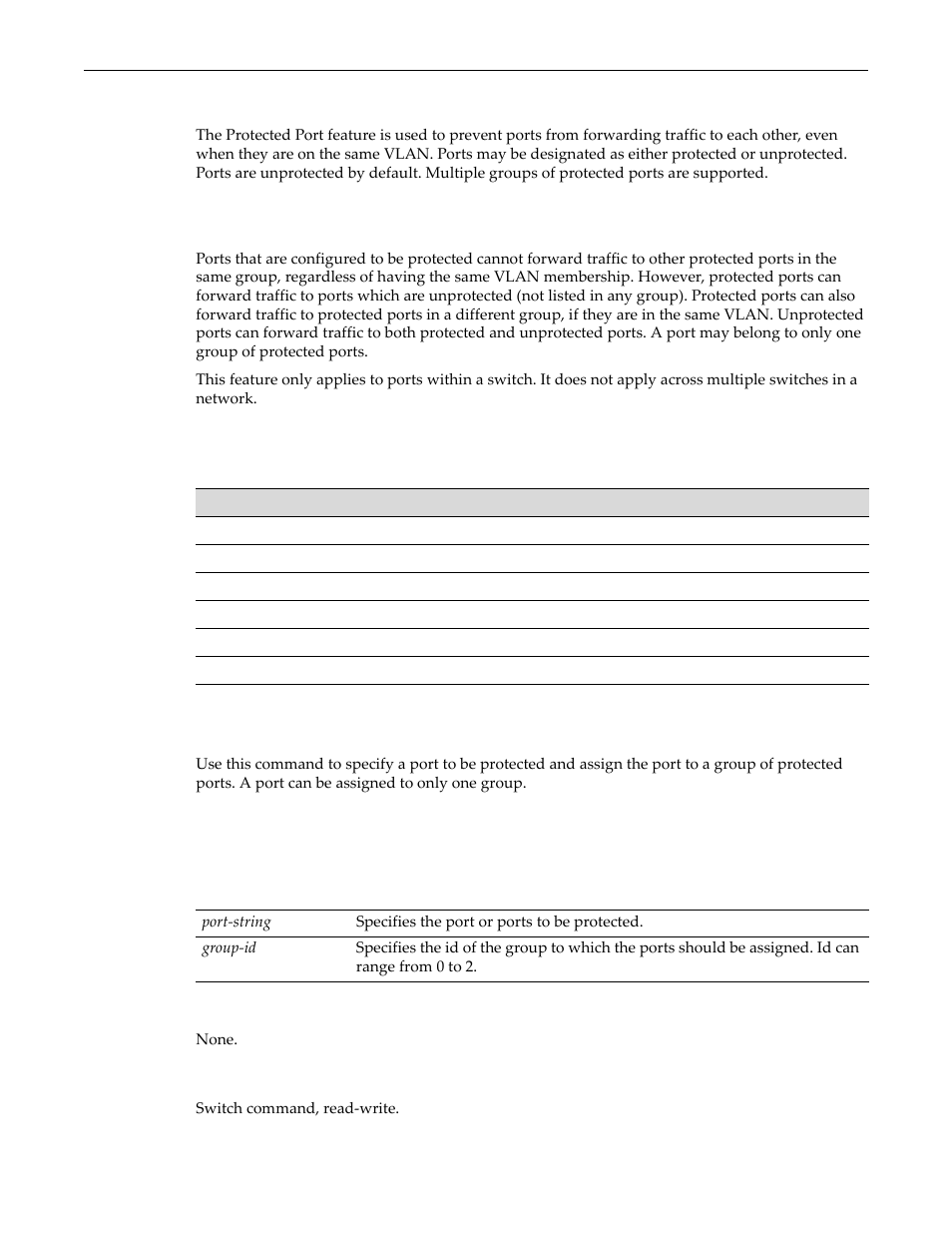 Configuring protected ports, Protected port operation, Commands | Set port protected, Configuring protected ports -50, Protected port operation -50 commands -50, Set port protected -50 | Enterasys Networks D-Series User Manual | Page 176 / 540