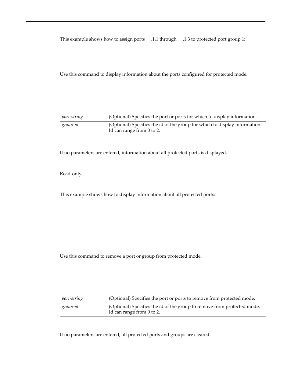 Show port protected, Clear port protected, Show port protected -51 clear port protected -51 | Enterasys Networks D-Series User Manual | Page 177 / 540