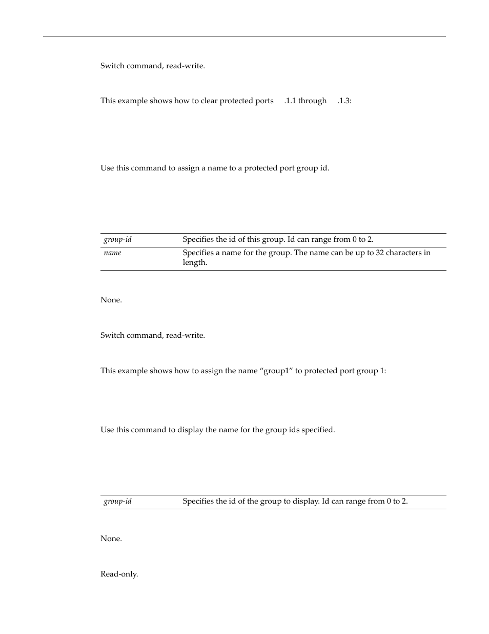 Set port protected name, Show port protected name | Enterasys Networks D-Series User Manual | Page 178 / 540