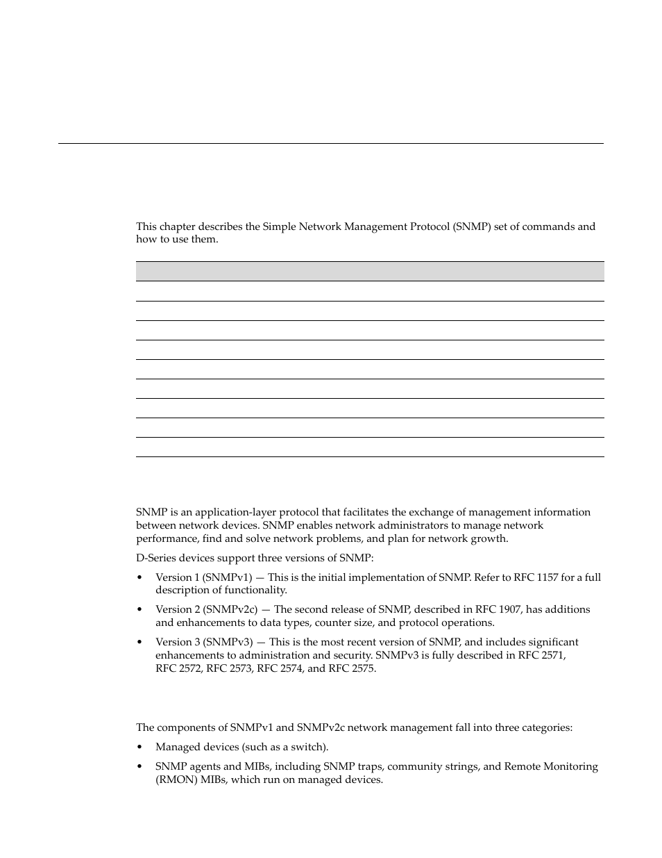 Snmp configuration, Snmp configuration summary, Snmpv1 and snmpv2c | Chapter 7: snmp configuration, Snmp configuration summary -1, Snmpv1 and snmpv2c -1, Chapter 7 | Enterasys Networks D-Series User Manual | Page 181 / 540