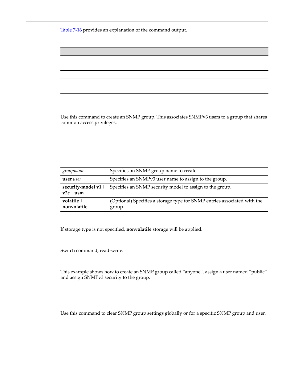 Set snmp group, Clear snmp group, Set snmp group -12 clear snmp group -12 | Show snmp group output details -12 | Enterasys Networks D-Series User Manual | Page 192 / 540