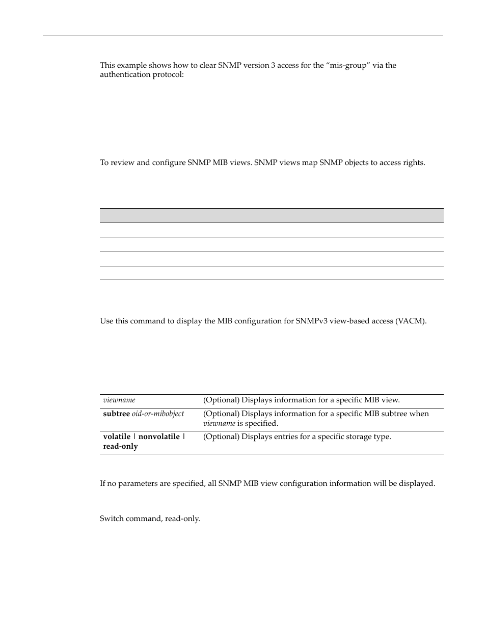 Configuring snmp mib views, Purpose, Commands | Show snmp view, Configuring snmp mib views -19, Purpose -19 commands -19, Show snmp view -19 | Enterasys Networks D-Series User Manual | Page 199 / 540