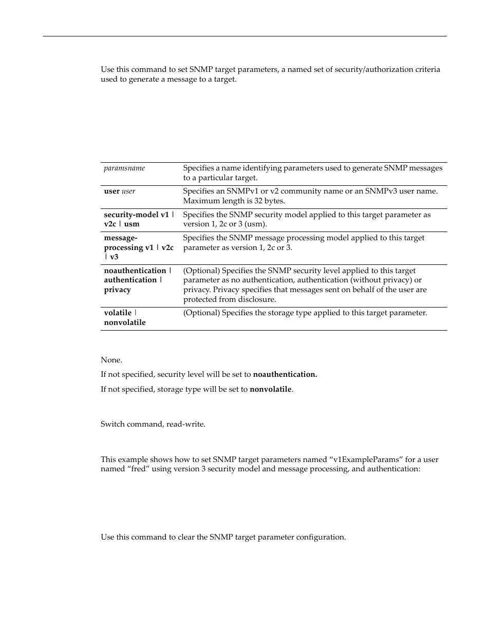 Set snmp targetparams, Clear snmp targetparams | Enterasys Networks D-Series User Manual | Page 204 / 540