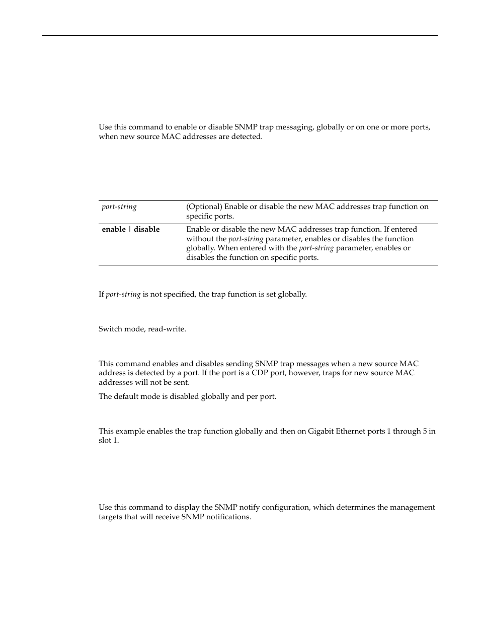Set newaddrtrap, Show snmp notify, Set newaddrtrap -30 show snmp notify -30 | Enterasys Networks D-Series User Manual | Page 210 / 540