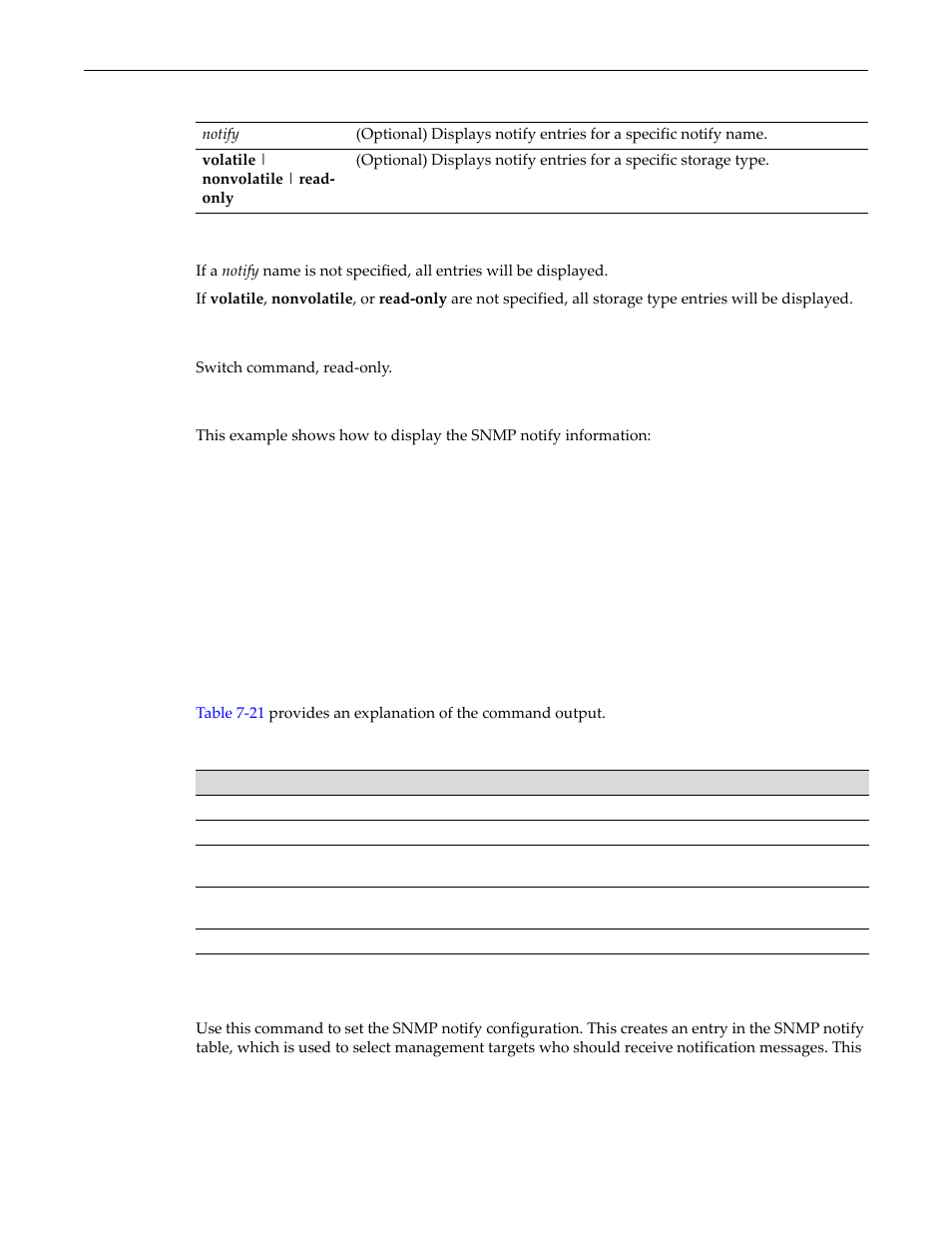 Set snmp notify, Set snmp notify -31, Show snmp notify output details -31 | Enterasys Networks D-Series User Manual | Page 211 / 540