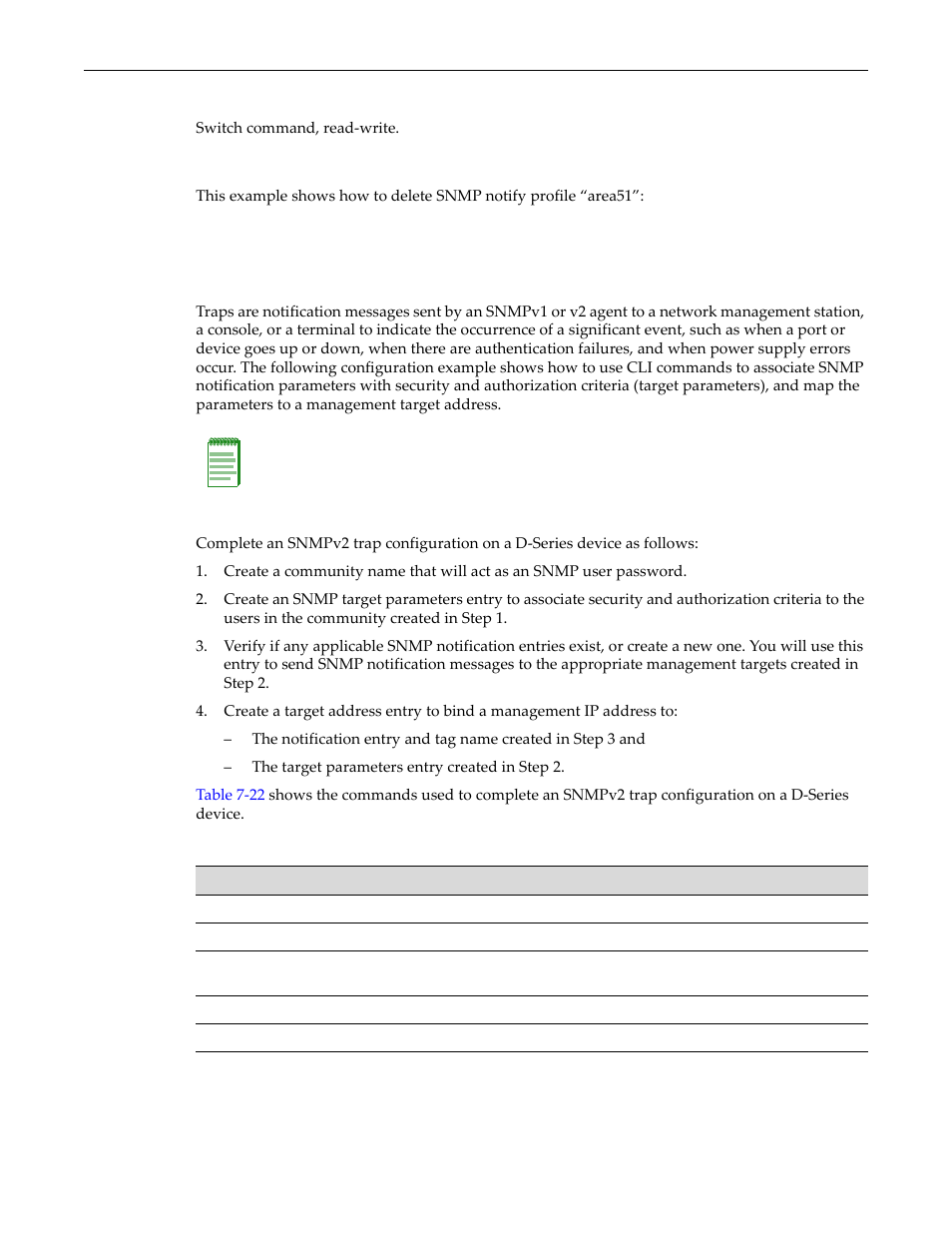 Creating a basic snmp trap configuration, Creating a basic snmp trap configuration -37, Basic snmp trap configuration -37 | Creating a basic snmp trap, Configuration | Enterasys Networks D-Series User Manual | Page 217 / 540