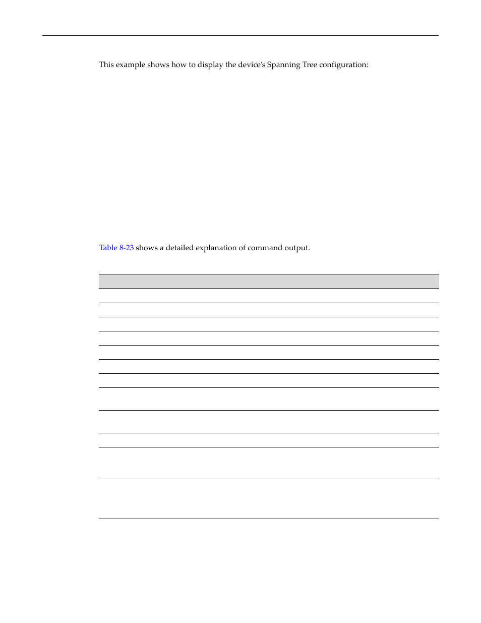 Show spantree output details -6, Example | Enterasys Networks D-Series User Manual | Page 224 / 540