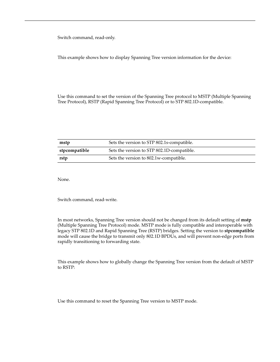 Set spantree version, Clear spantree version, Set spantree version -8 clear spantree version -8 | Enterasys Networks D-Series User Manual | Page 226 / 540