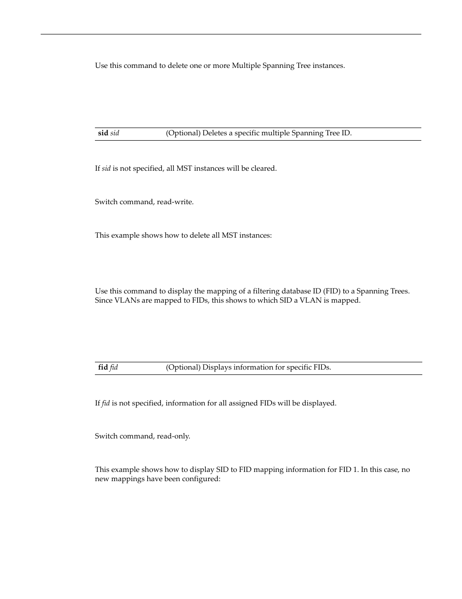 Clear spantree msti, Show spantree mstmap, Clear spantree msti -13 show spantree mstmap -13 | Enterasys Networks D-Series User Manual | Page 231 / 540