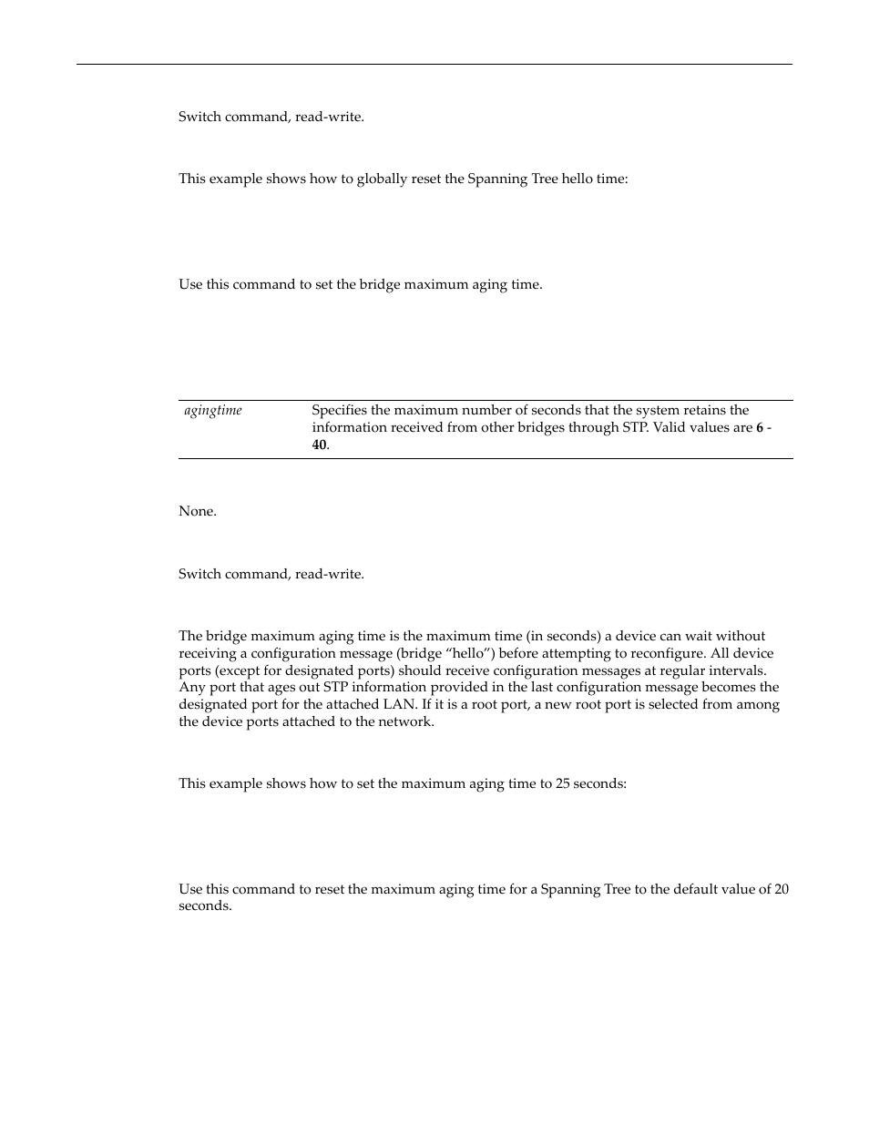 Set spantree maxage, Clear spantree maxage, Set spantree maxage -19 clear spantree maxage -19 | Enterasys Networks D-Series User Manual | Page 237 / 540