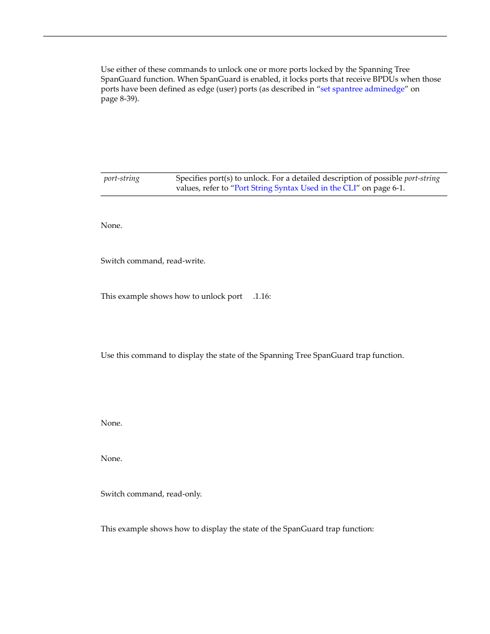 Clear / set spantree spanguardlock, Show spantree spanguardtrapenable, Clear / set spantree | Spanguardlock | Enterasys Networks D-Series User Manual | Page 247 / 540