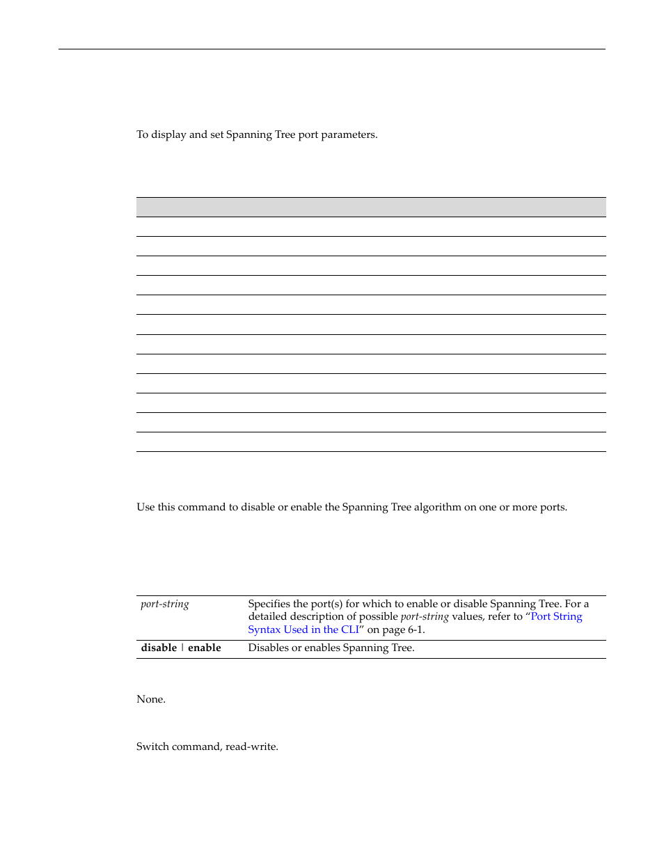 Configuring spanning tree port parameters, Purpose, Commands | Set spantree portadmin, Configuring spanning tree port parameters -33, Purpose -33 commands -33, Set spantree portadmin -33 | Enterasys Networks D-Series User Manual | Page 251 / 540