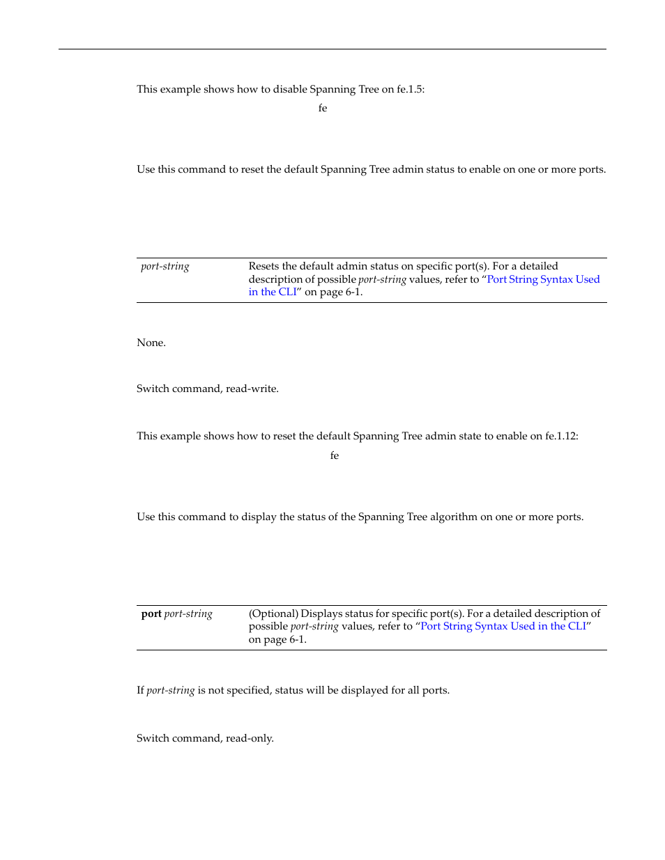 Clear spantree portadmin, Show spantree portadmin | Enterasys Networks D-Series User Manual | Page 252 / 540