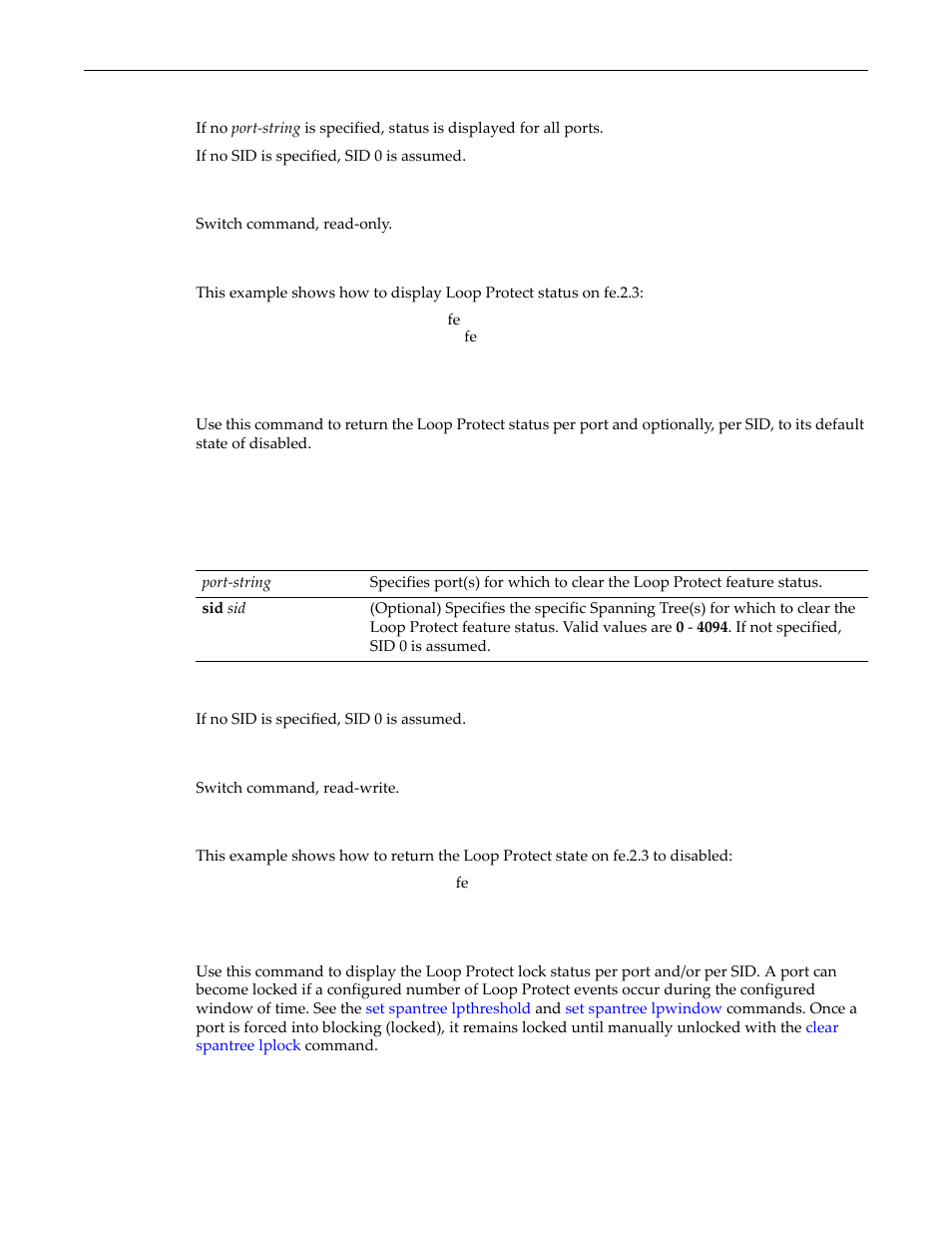 Clear spantree lp, Show spantree lplock, Clear spantree lp -43 show spantree lplock -43 | Enterasys Networks D-Series User Manual | Page 261 / 540