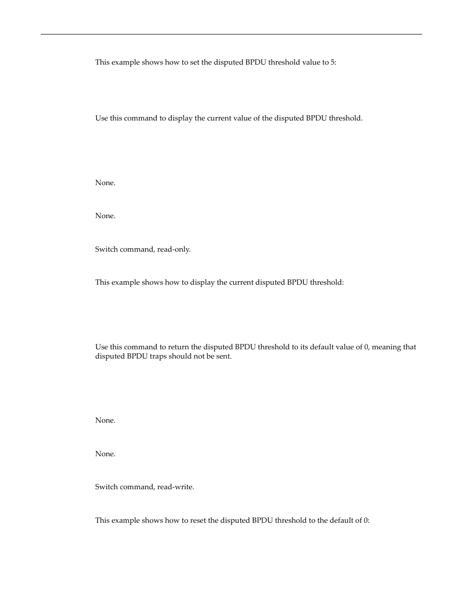 Show spantree disputedbpduthreshold, Clear spantree disputedbpduthreshold | Enterasys Networks D-Series User Manual | Page 270 / 540