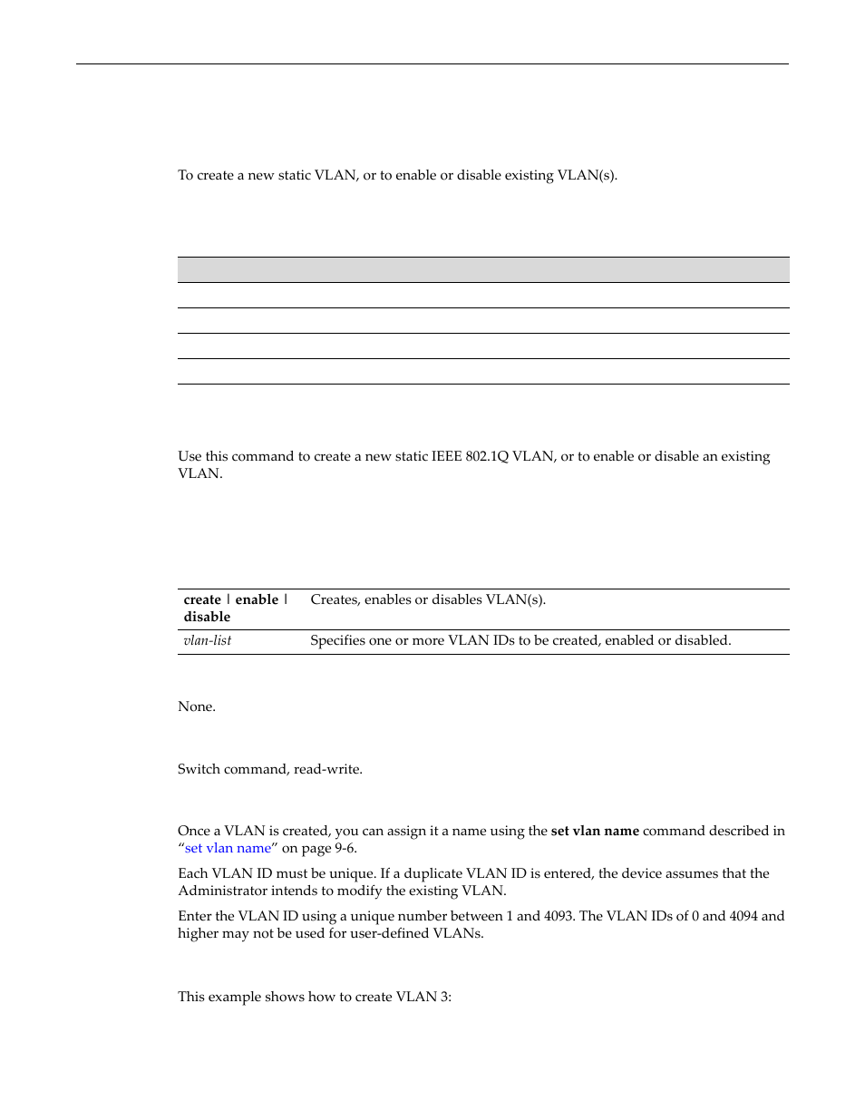 Creating and naming static vlans, Purpose, Commands | Set vlan, Creating and naming static vlans -5, Purpose -5 commands -5, Set vlan -5 | Enterasys Networks D-Series User Manual | Page 277 / 540