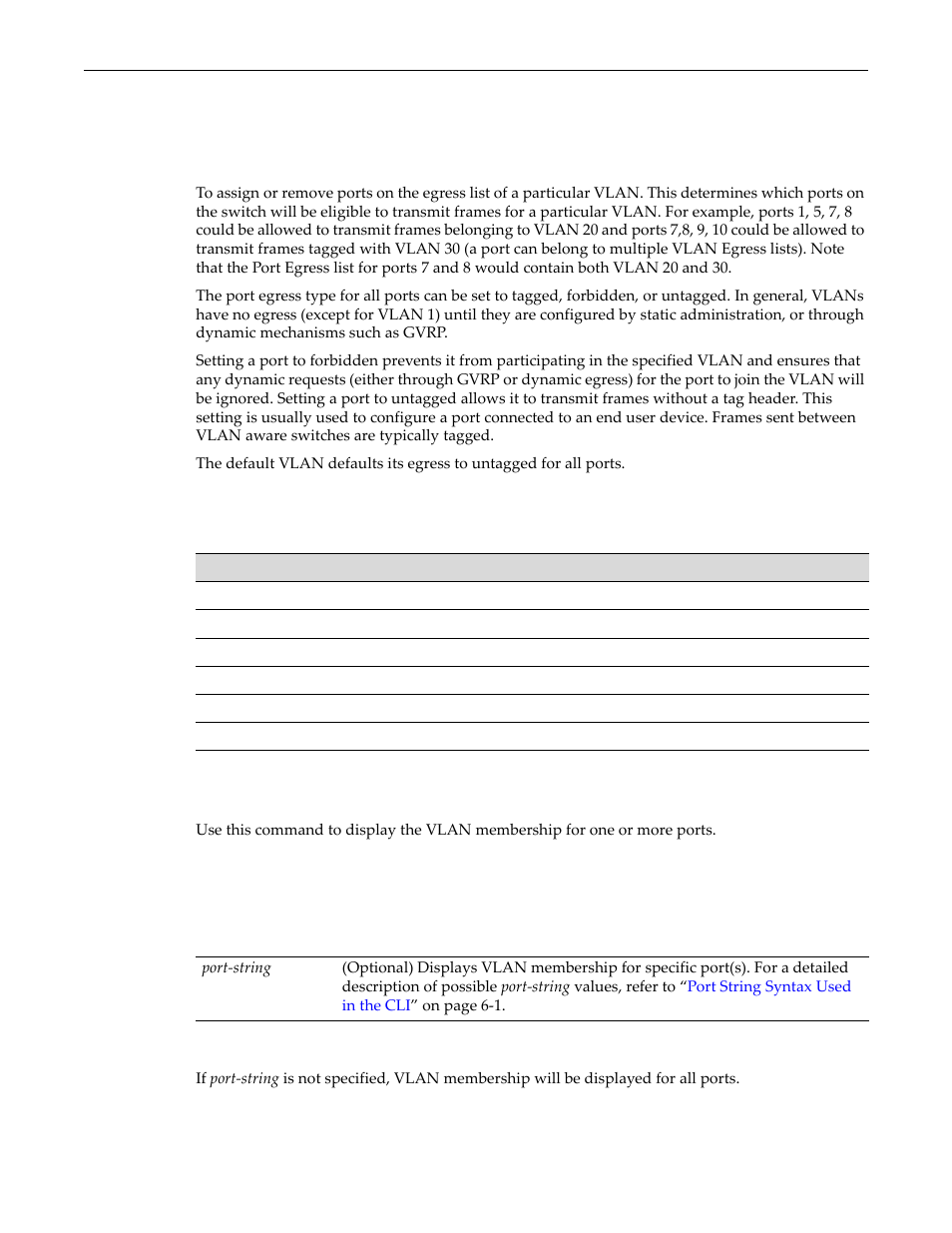 Configuring the vlan egress list, Purpose, Commands | Show port egress, Configuring the vlan egress list -13, Purpose -13 commands -13, Show port egress -13 | Enterasys Networks D-Series User Manual | Page 285 / 540