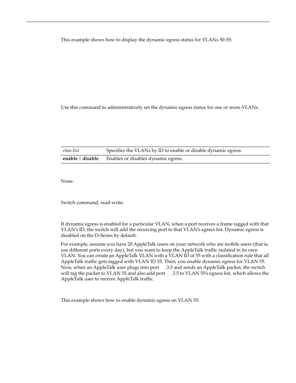 Set vlan dynamicegress, Set vlan dynamicegress -17 | Enterasys Networks D-Series User Manual | Page 289 / 540