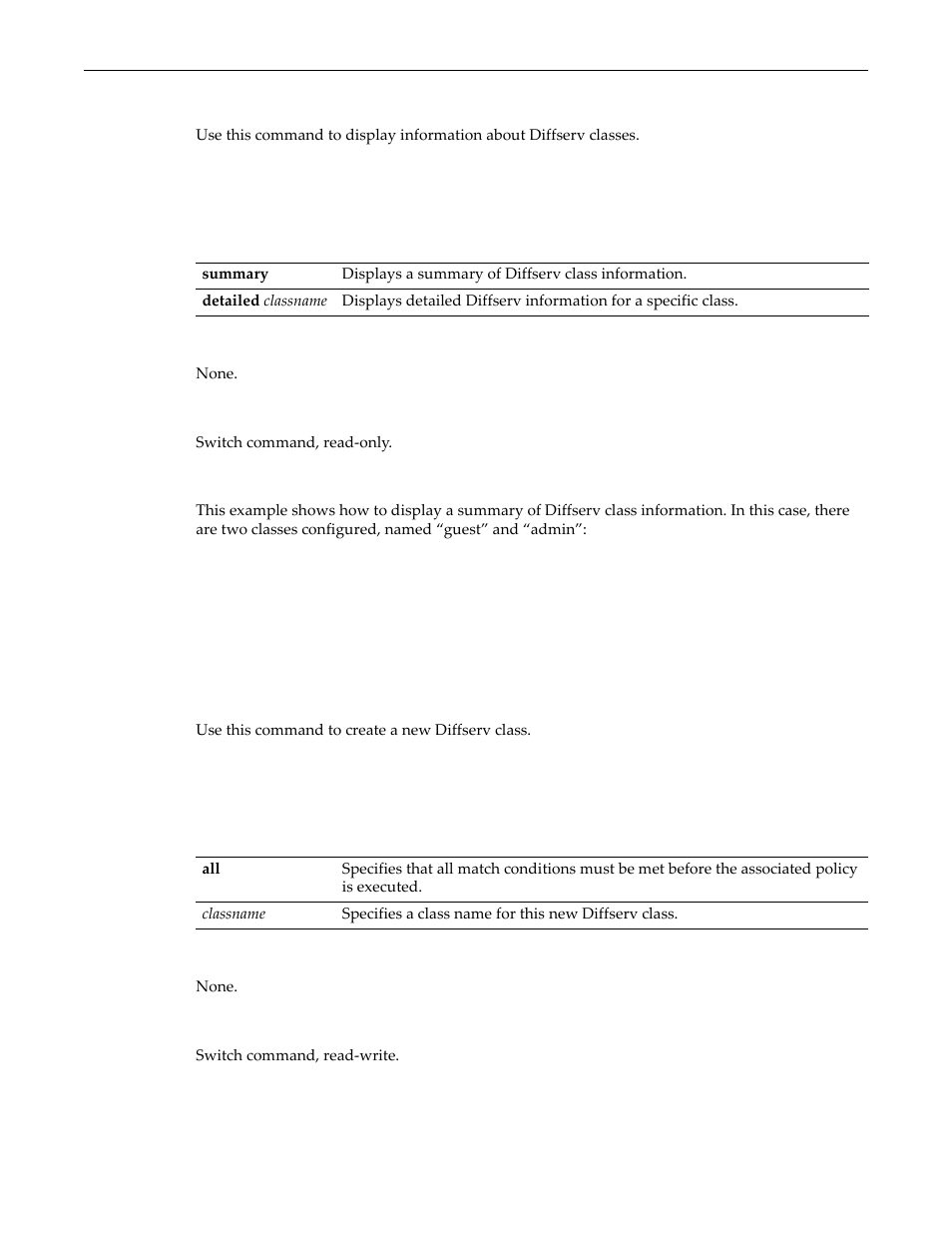 Show diffserv class, Set class create, Show diffserv class -4 set class create -4 | Enterasys Networks D-Series User Manual | Page 302 / 540