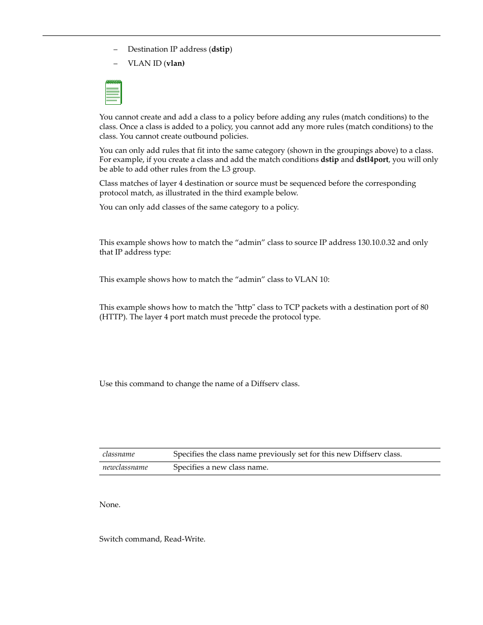 Set diffserv class rename, Set diffserv class rename -8 | Enterasys Networks D-Series User Manual | Page 306 / 540