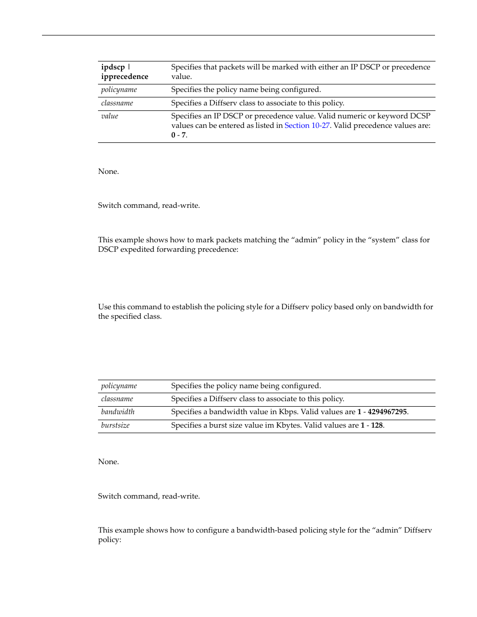 Set diffserv policy police style simple, Set diffserv policy police style simple -12 | Enterasys Networks D-Series User Manual | Page 310 / 540