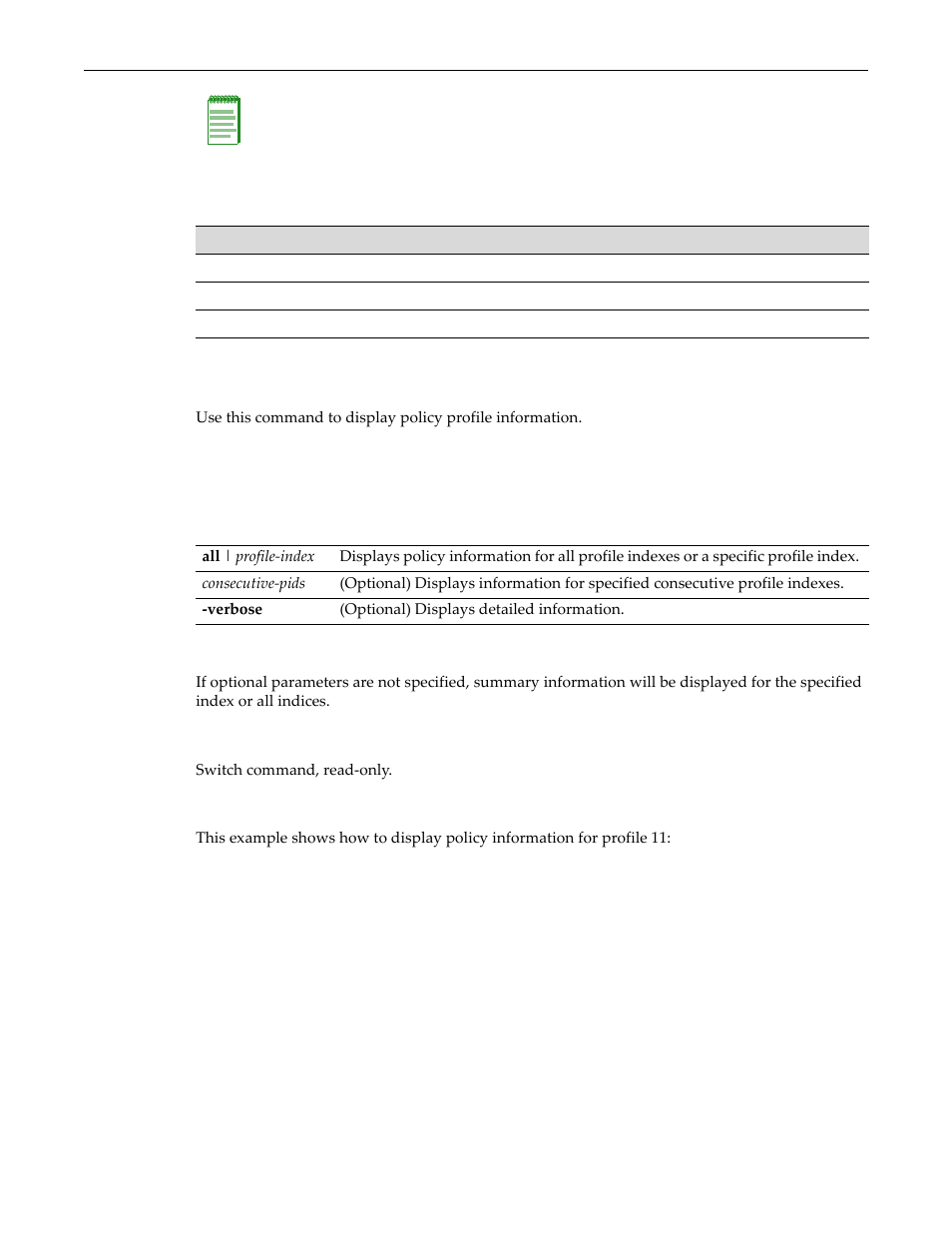 Commands, Show policy profile, Commands -2 | Show policy profile -2 | Enterasys Networks D-Series User Manual | Page 318 / 540