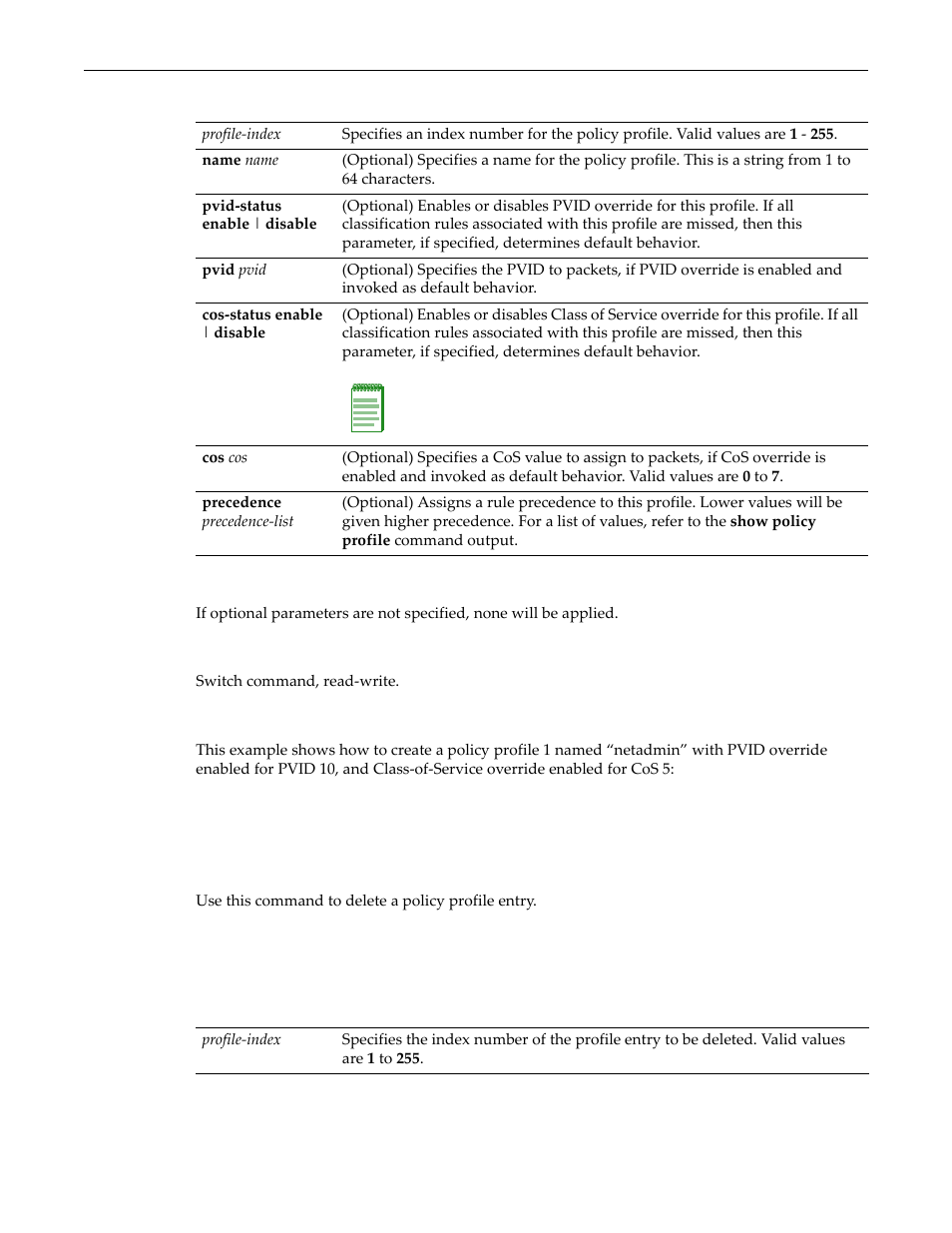 Clear policy profile, Clear policy profile -4 | Enterasys Networks D-Series User Manual | Page 320 / 540