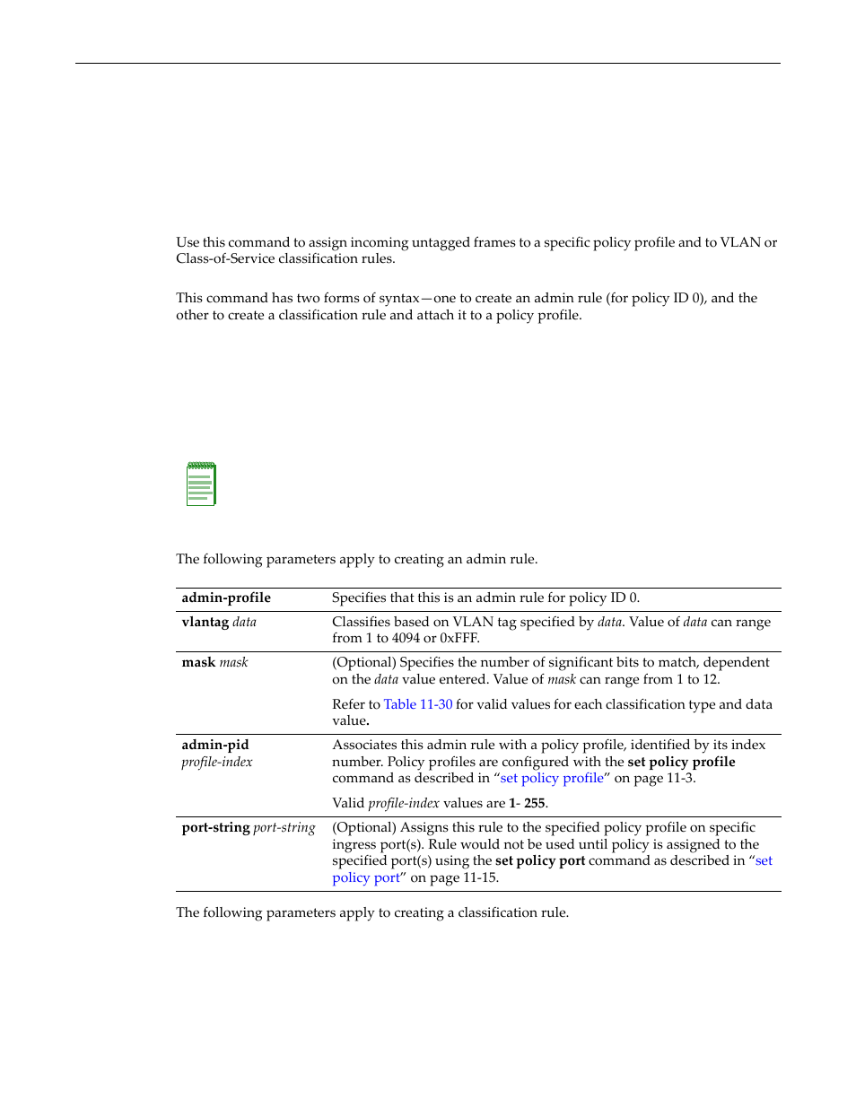 Set policy rule, Set policy rule -10, Policy rule | Enterasys Networks D-Series User Manual | Page 326 / 540