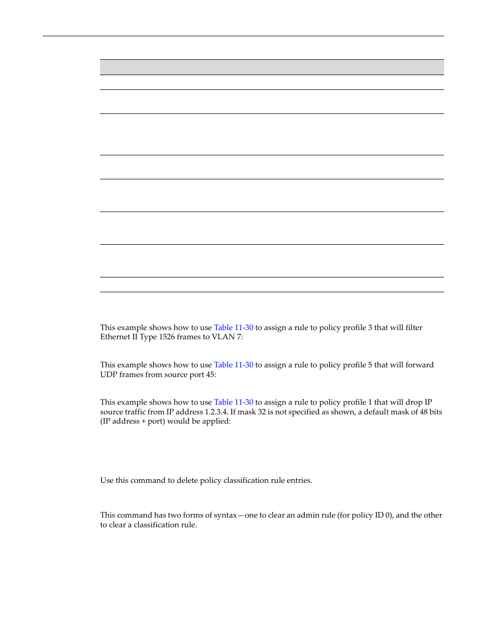 Clear policy rule, Clear policy rule -12, Examples | Syntax | Enterasys Networks D-Series User Manual | Page 328 / 540