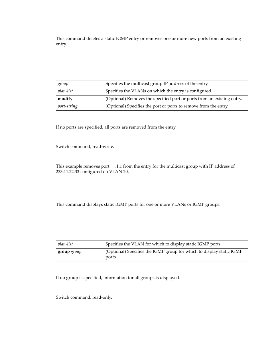 Set igmpsnooping remove-static, Show igmpsnooping static | Enterasys Networks D-Series User Manual | Page 369 / 540