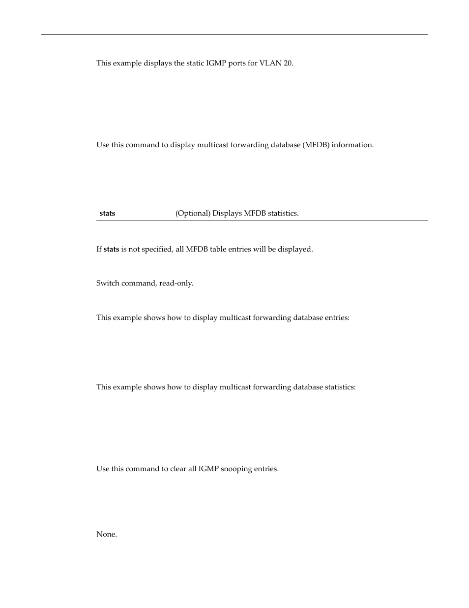 Show igmpsnooping mfdb, Clear igmpsnooping, Show igmpsnooping mfdb -8 clear igmpsnooping -8 | Enterasys Networks D-Series User Manual | Page 370 / 540