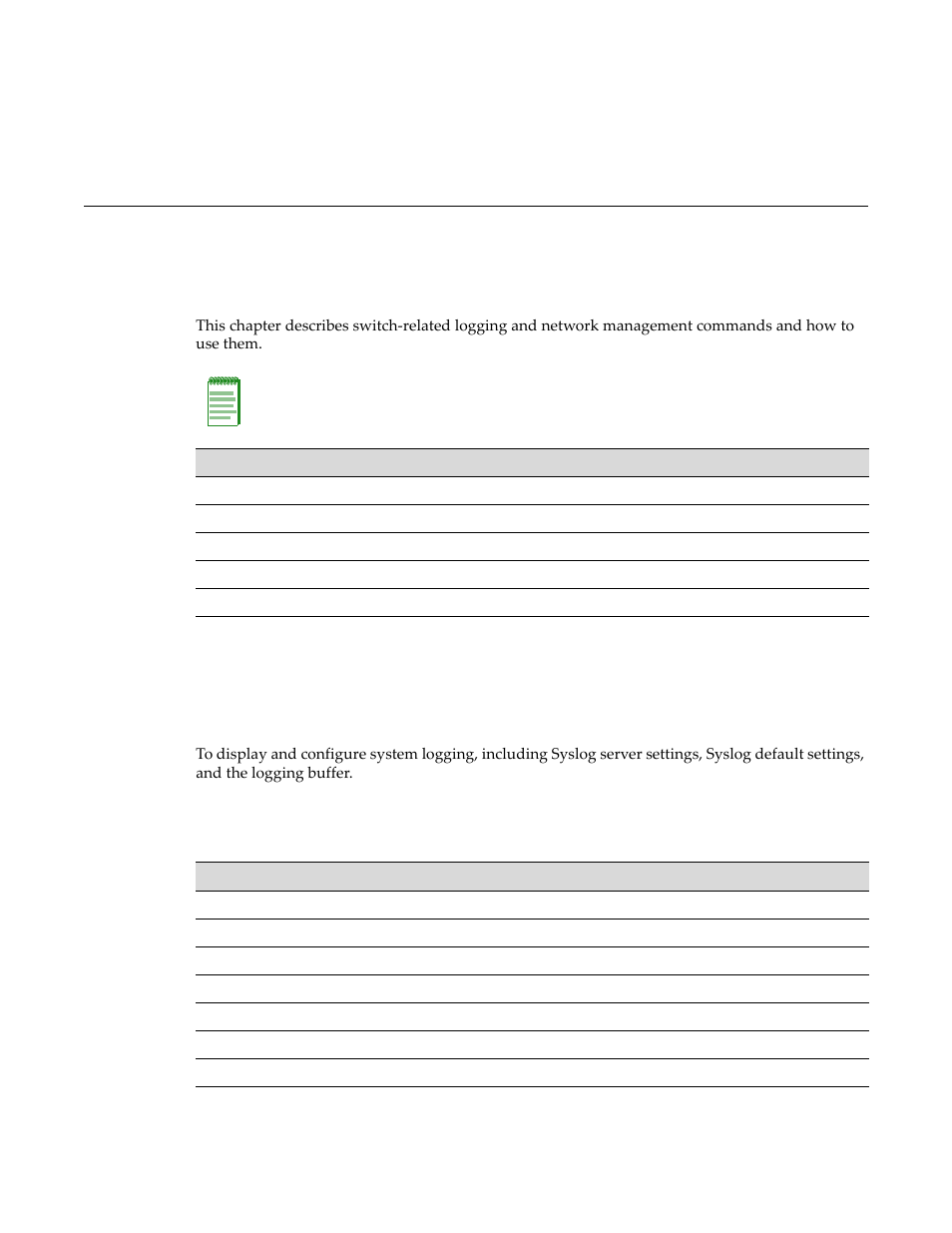 Logging and network management, Configuring system logging, Purpose | Commands, Chapter 14: logging and network management, Configuring system logging -1, Purpose -1 commands -1, Chapter 14 | Enterasys Networks D-Series User Manual | Page 373 / 540