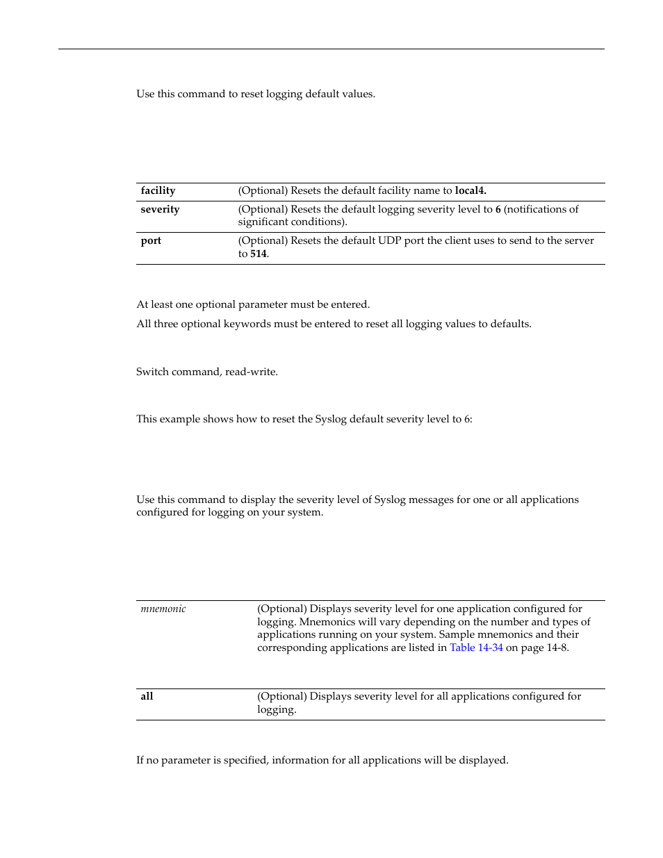 Clear logging default, Show logging application | Enterasys Networks D-Series User Manual | Page 378 / 540