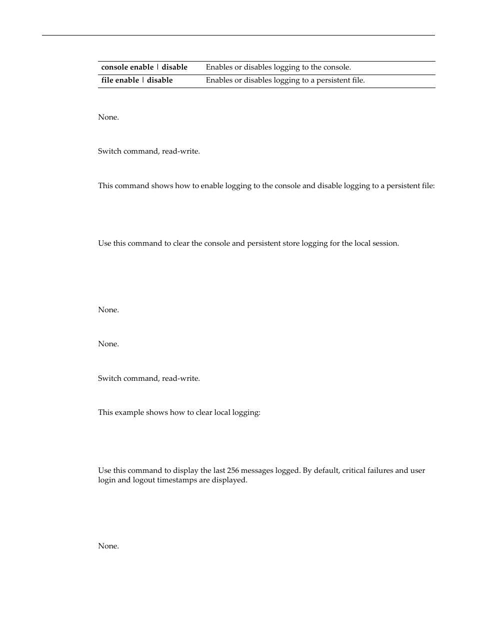 Clear logging local, Show logging buffer, Clear logging local -10 show logging buffer -10 | Enterasys Networks D-Series User Manual | Page 382 / 540