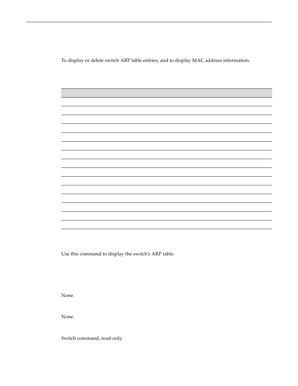 Managing switch network addresses and routes, Purpose, Commands | Show arp, Managing switch network addresses and routes -16, Purpose -16 commands -16, Show arp -16 | Enterasys Networks D-Series User Manual | Page 388 / 540