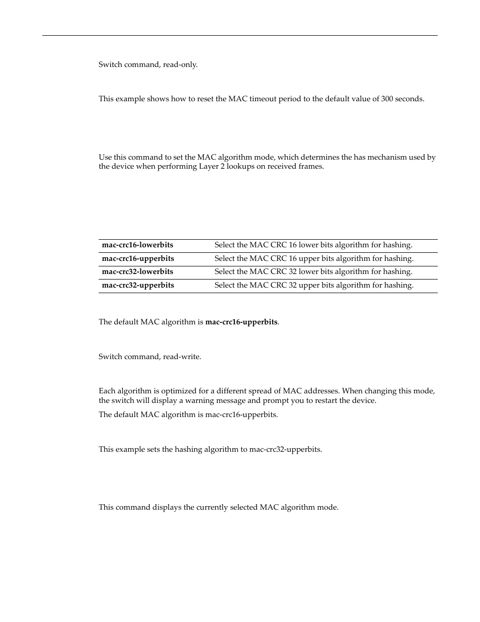 Set mac algorithm, Show mac algorithm, Set mac algorithm -22 show mac algorithm -22 | Enterasys Networks D-Series User Manual | Page 394 / 540