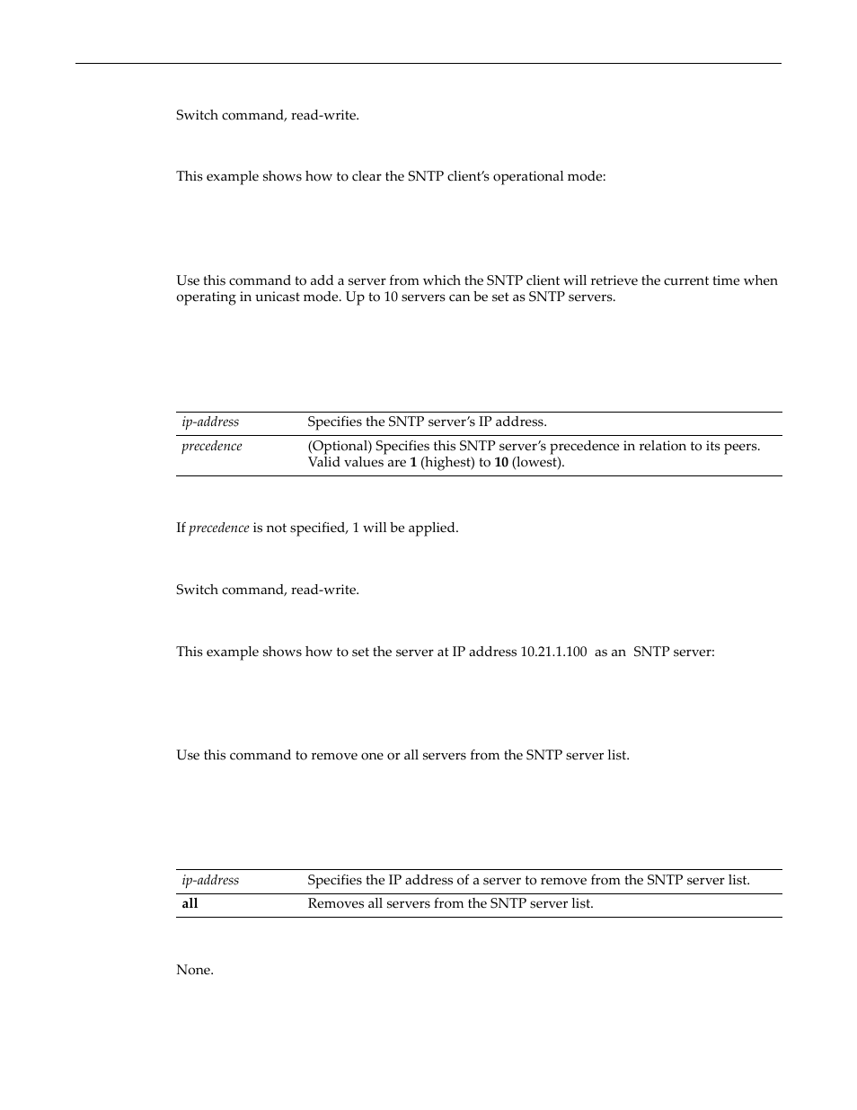Set sntp server, Clear sntp server, Set sntp server -29 clear sntp server -29 | Command, Sntp server | Enterasys Networks D-Series User Manual | Page 401 / 540