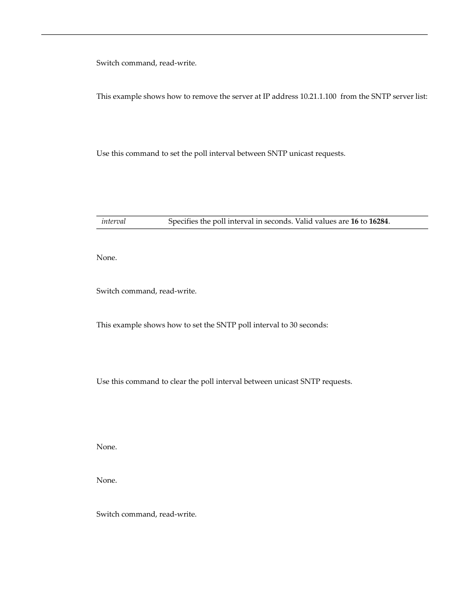 Set sntp poll-interval, Clear sntp poll-interval, Command | Enterasys Networks D-Series User Manual | Page 402 / 540