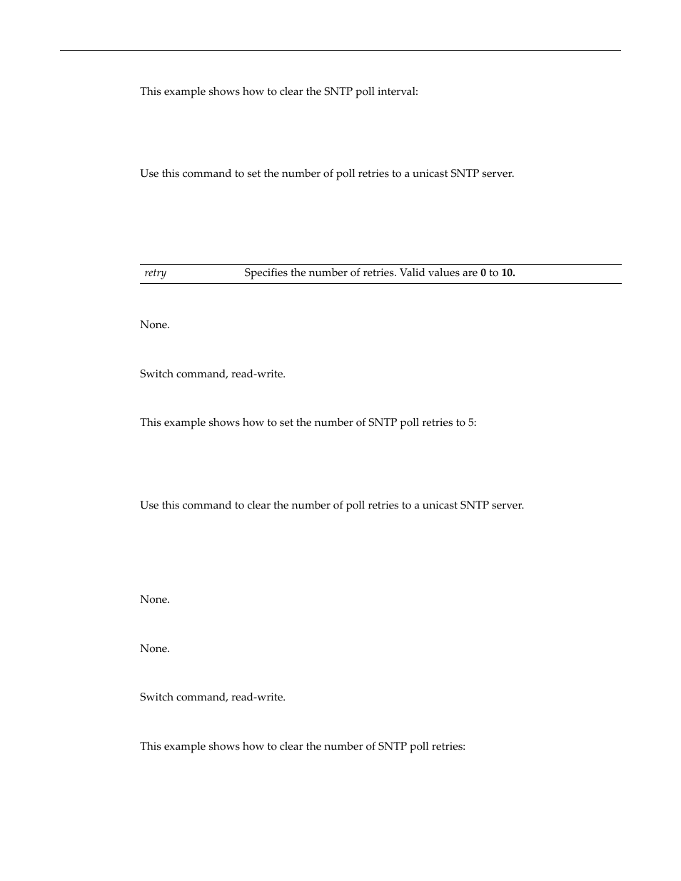 Set sntp poll-retry, Clear sntp poll-retry, Set sntp poll-retry -31 clear sntp poll-retry -31 | Enterasys Networks D-Series User Manual | Page 403 / 540