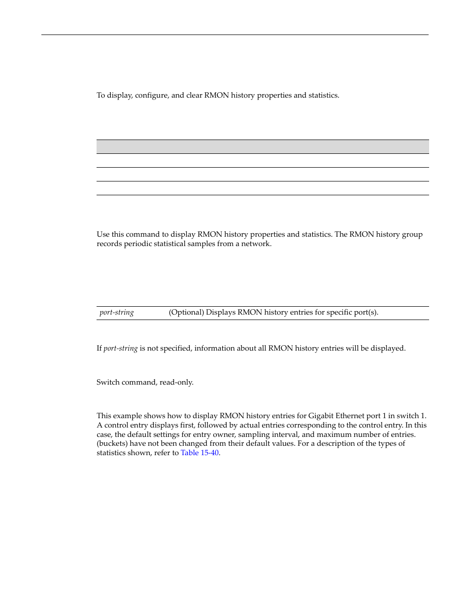 History group commands, Purpose, Commands | Show rmon history, History group commands -6, Purpose -6 commands -6, Show rmon history -6 | Enterasys Networks D-Series User Manual | Page 414 / 540