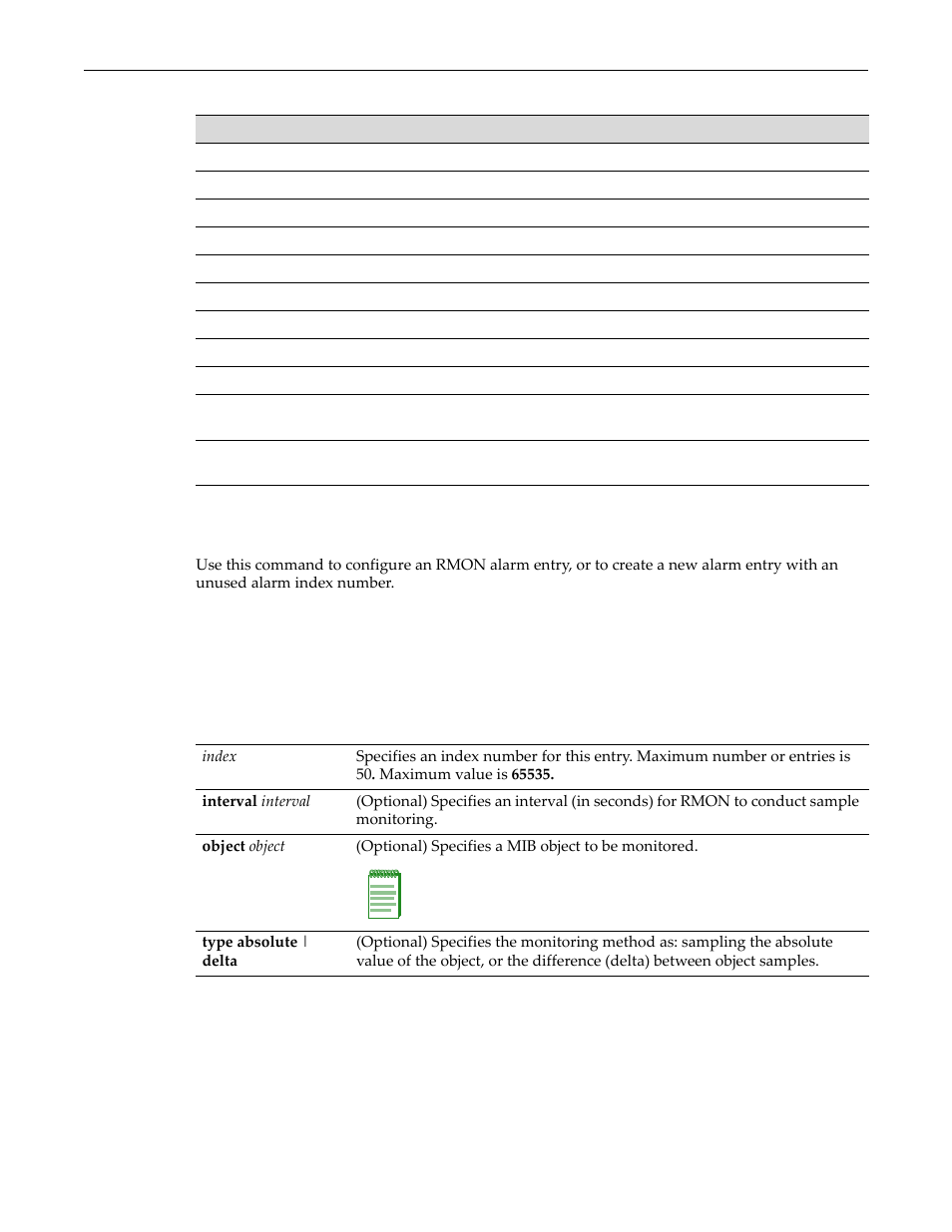 Set rmon alarm properties, Set rmon alarm properties -10, Show rmon alarm output details -10 | Table 15‐40, Syntax, Parameters | Enterasys Networks D-Series User Manual | Page 418 / 540