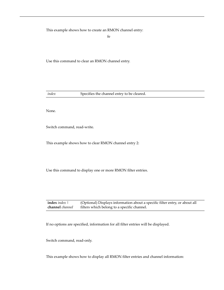 Clear rmon channel, Show rmon filter, Clear rmon channel -19 | Show rmon filter -19 | Enterasys Networks D-Series User Manual | Page 427 / 540