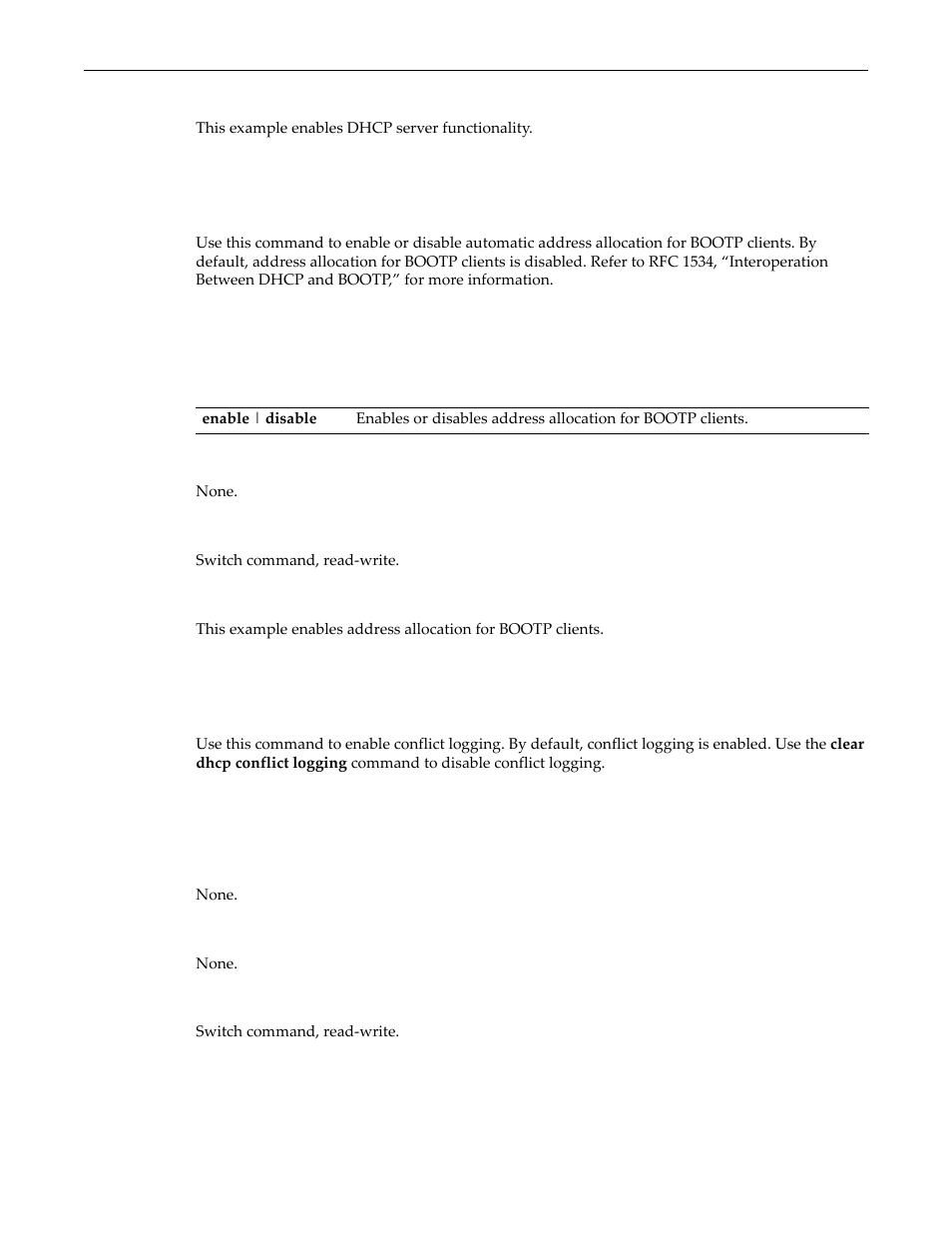 Set dhcp bootp, Set dhcp conflict logging, Set dhcp bootp -4 set dhcp conflict logging -4 | Enterasys Networks D-Series User Manual | Page 436 / 540
